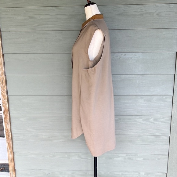 3.1 Phillip Lim Hi-Lo Wool Blend Sleeveless Dress with Leather Collar - Picture 4 of 15